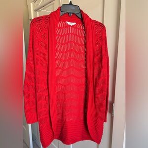 Candie's Vibrant Red Open-Knit Cardigan